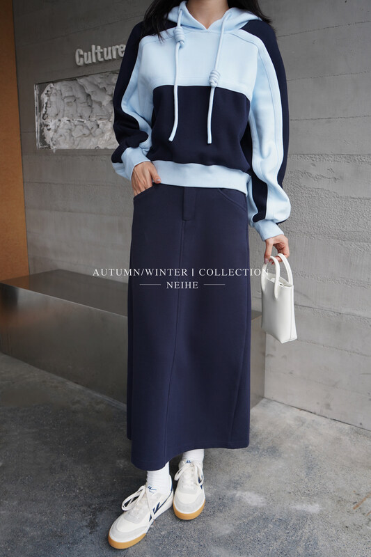 【NEIHE】Contrast color stitching hooded loose ins style sweater sweater 6262# JHY