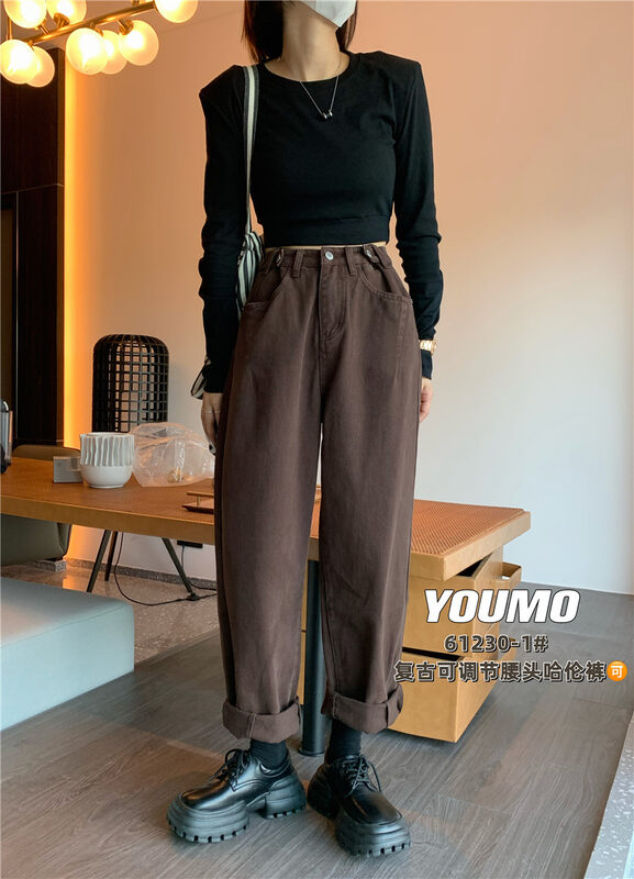Original price 81.21! New in autumn! [Su Xinlan/YOUMO] Casual high waist loose jeans 61230-1# LSL