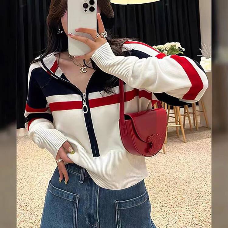 New in autumn! [I-D] Korean half zipper hooded sweater 3155# L