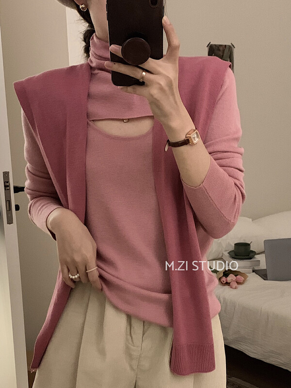 Original price 43.99! New in autumn! Twenty colors!  !  【M.ZI STUDIO】Simple and versatile hollow bottoming shirt 0065# HBX