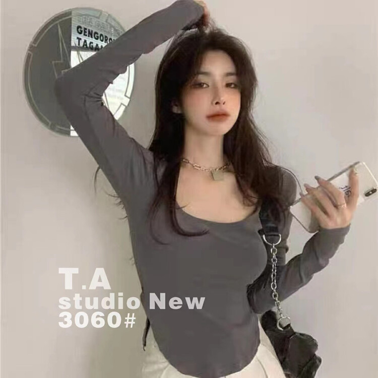 New in autumn! [TA+] Basic all-match simple bottoming shirt 3060# L