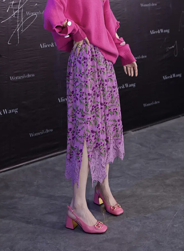 New in winter!【SAVAGE】Floral pleated high waist skirt S1052# WPL