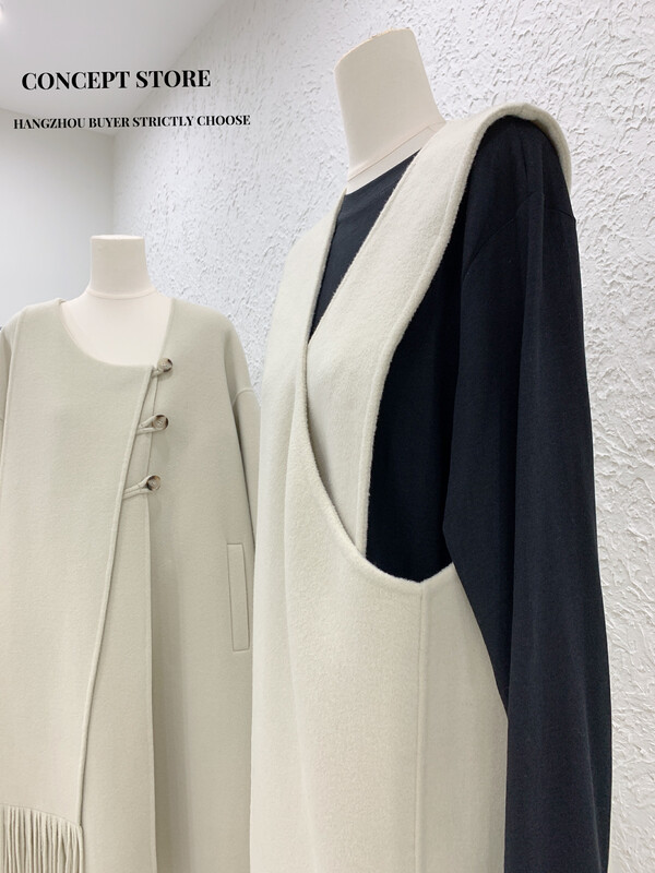 Pre-sale for 10 days [Concept Store - Object Reverse] Korean Style V-Neck Tank Top Dress (100% High Count Wool) DMHS-99178# CHO