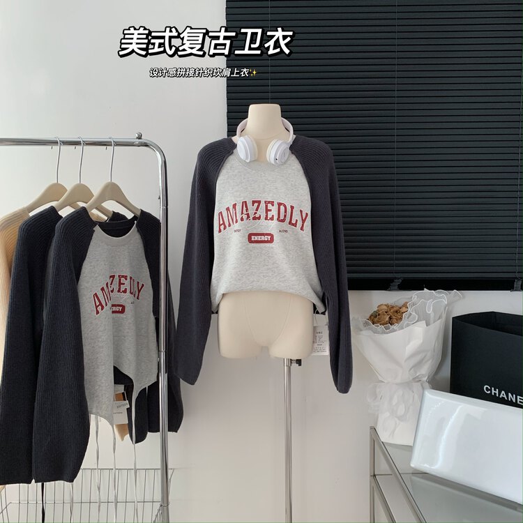 New for winter!  [Yi Kaoru] American retro design stitching knitted vest sweater 0393# HYY