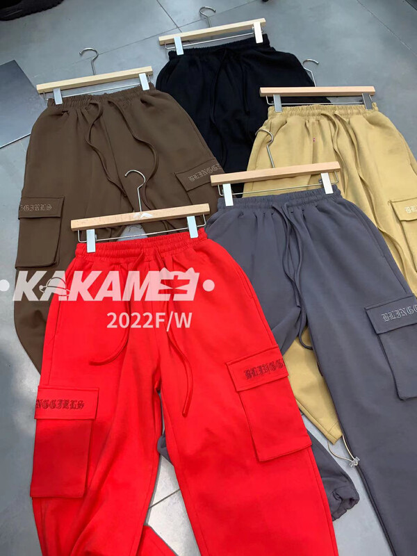 原價119.44! 【KAKAMEE】辣妹口袋刺繡工裝衛褲休閒褲(配腰繩)  5167#  CQW