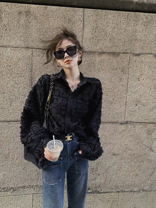 New in winter! [SAVAGE] Xiaoxiangfeng lapel stitching pocket letter OEM shirt S1116# WPL