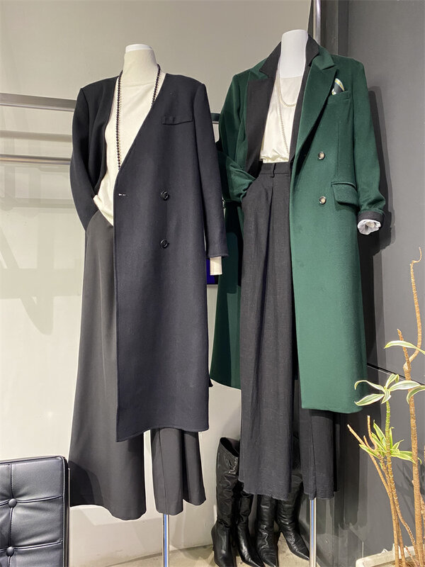 【Concept Store-Reverse】Mid-Length Temperament Versatile Wool Jacket (with Belt) (Contains 80% Wool) FWQ-SL088# MX