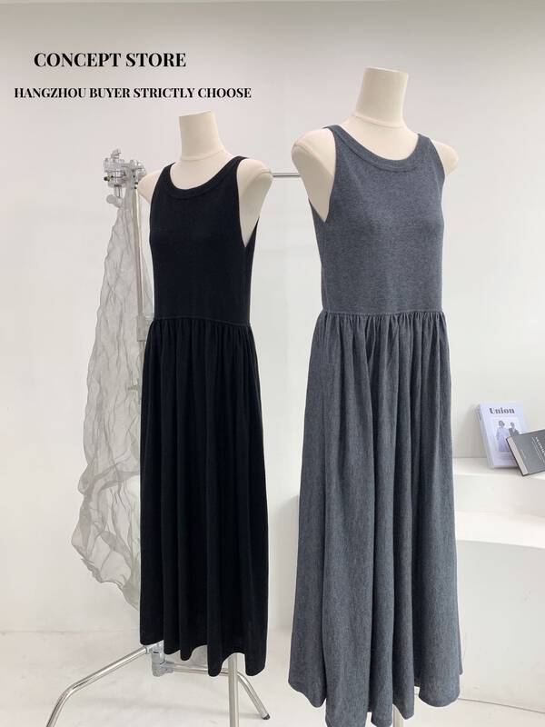 Autumn is new! [Concept Store - Object Reverse] Round neck solid color mid-length vest dress YSS-2151# CHO
