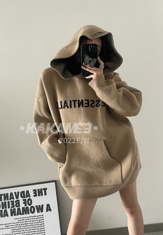 [KAKAMEE] American high street fashion brand letter hooded sweater (with socks) loose large version casual 1907