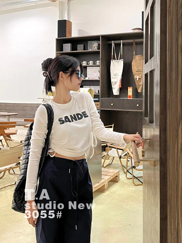 New in autumn! [TA+] round neck printed casual shirt 3055# L