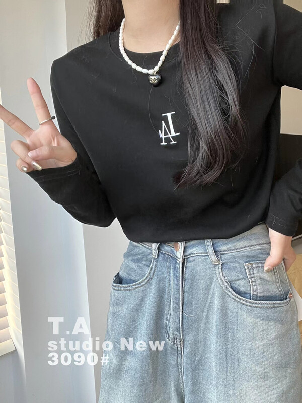 Autumn is new! [TA+] Simple print all-match pullover bottoming shirt 3090# L