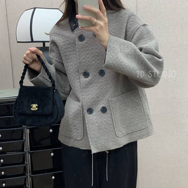 New for winter!  【I-D】Korean Double Breasted Loose Short Jacket R8526# L