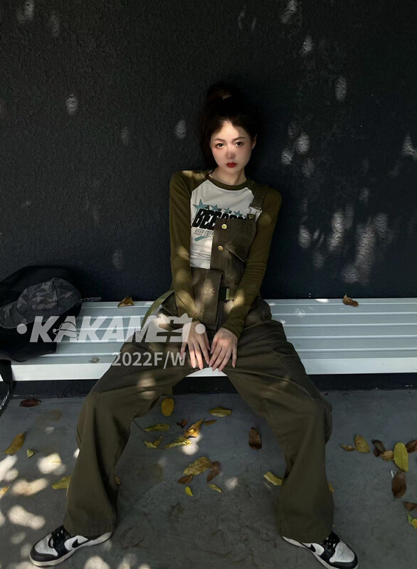 [KAKAMEE] Japanese retro belted overalls overalls (with belt) 3233-