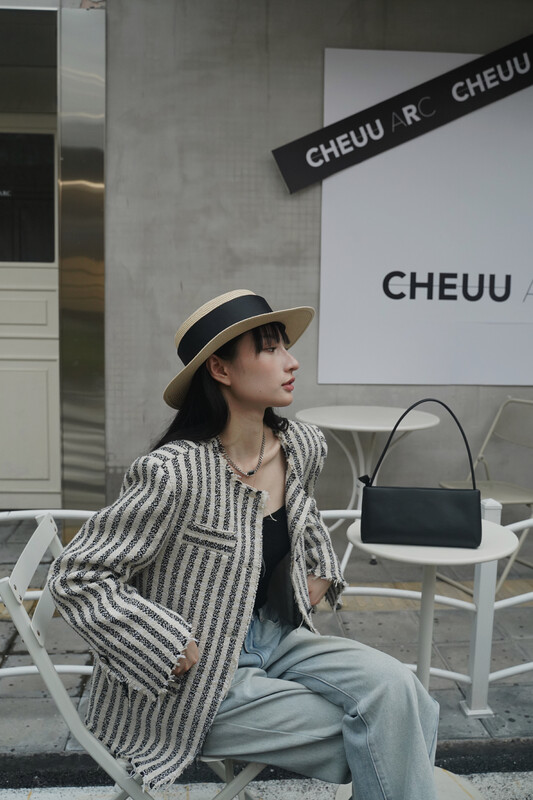 【NEIHE】Small fragrant shaggy textured striped coat short coat 88111# JHY