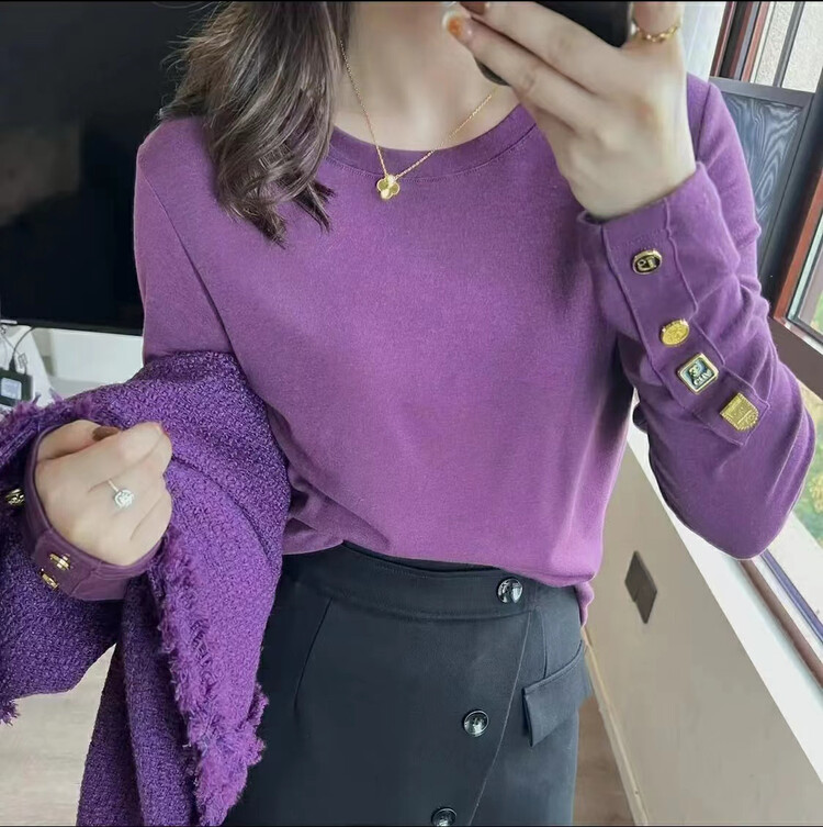 【I-D】Korean Style Metal Button Decorated Slim Fit Shirt Y8526# L