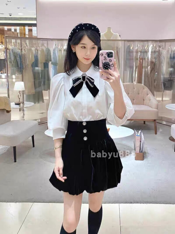 【MI2(N:AA)】High waist velvet elegant skirt A3543# JJ