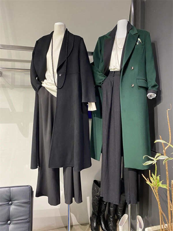 【Concept Store-Reverse】Mid-Length Temperament Solid Color Wool Jacket (With Belt) (Containing 95% Wool, Containing 5% Cashmere) FWQ-SL039# MX