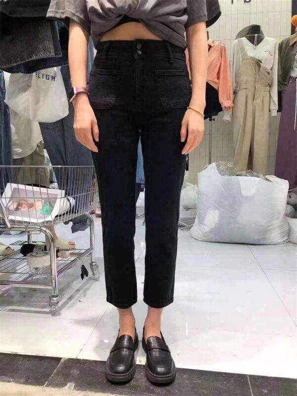 New in winter!【Su Xinlan/YOUMO】Fashionable and thin-footed fleece jeans 35726-1# LSL