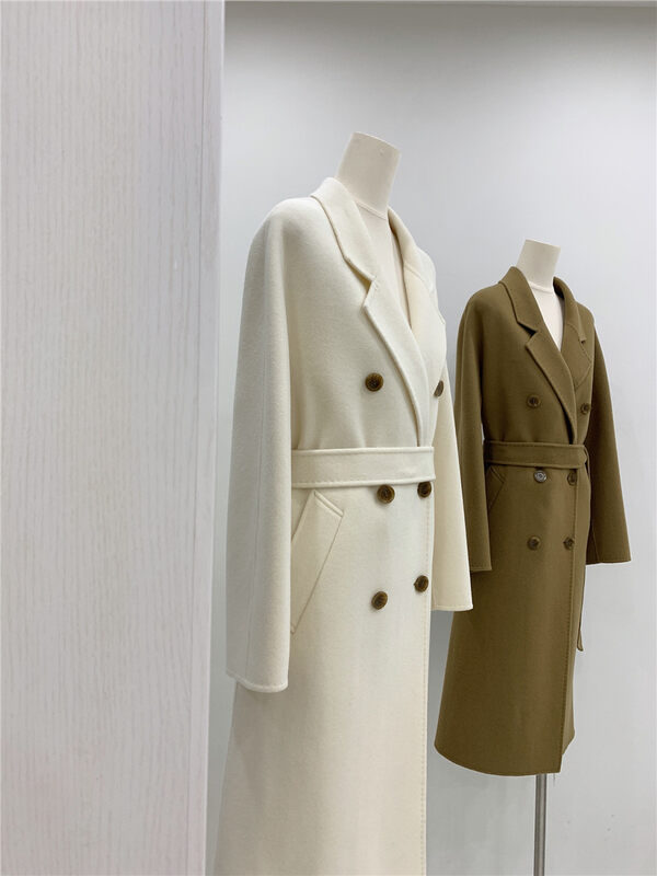 [Concept Store - Object Reverse] Suit Collar Double Breasted Long Coat Wool Jacket (with Belt) (100% Wool Content) DMHS-9963# CHO