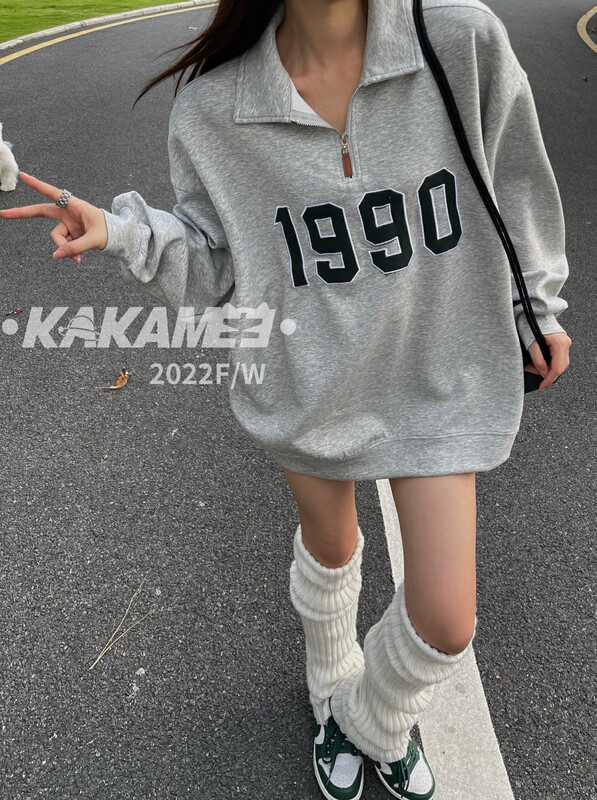 [KAKAMEE] American College Style Polo Collar Contrast Color 1990 Large Sweater Sweater 5227