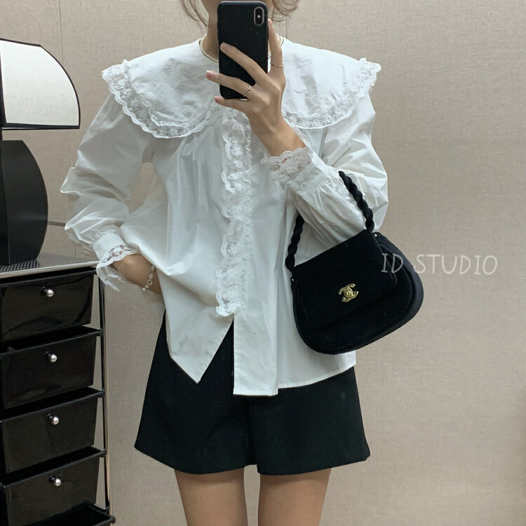 New in autumn! [I-D] all-match doll collar casual shirt Y8509# L