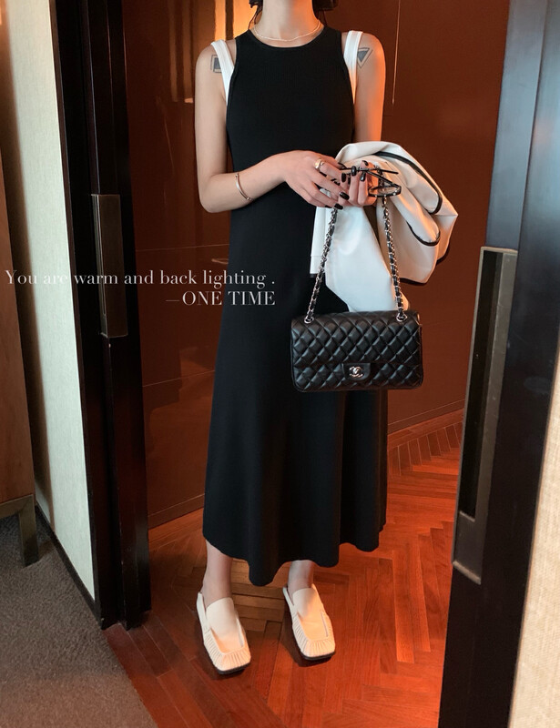 New in early autumn!【ONE TIME】Fake two-piece contrasting vest dress OT7397# JHY
