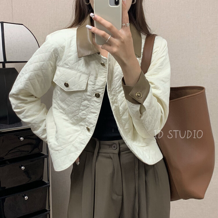 【I-D】All-match color-blocking single-breasted short coat Y8532# L