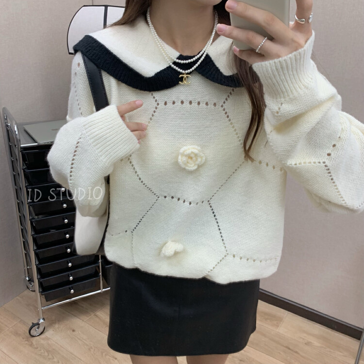 【I-D】Korean Style Versatile Small Lapel Warm Sweater 3255# L