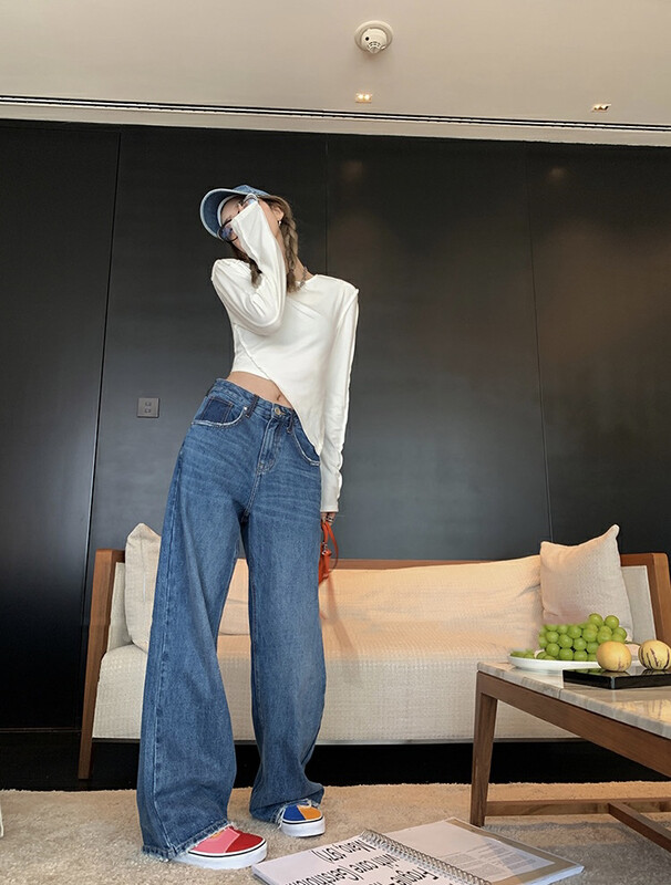 【SAVAGE】Korean Style Colorblock Pocket Distressed Straight Jeans S1061# WPL