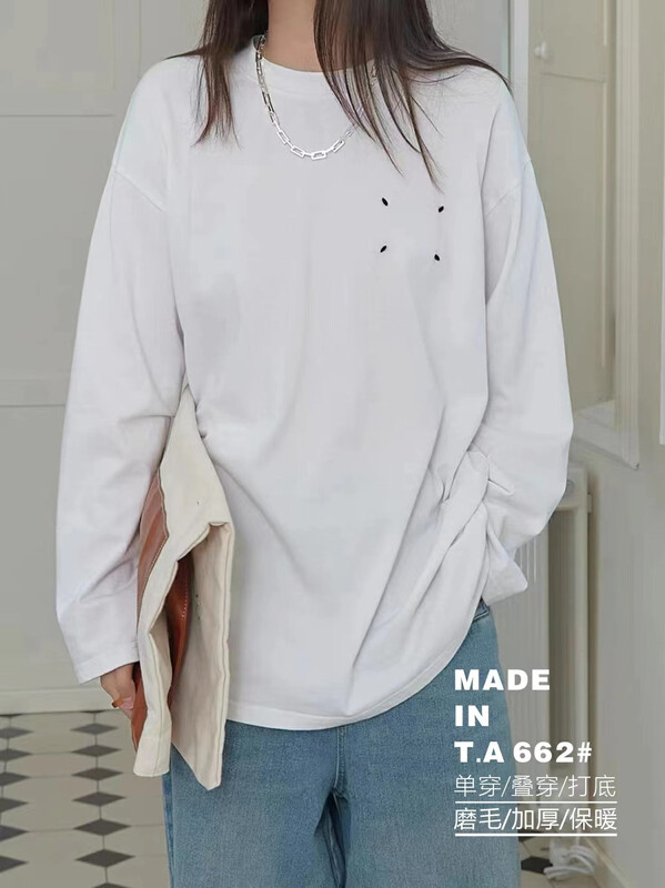 【TA+】Round Neck Versatile Casual Long Sleeve T-Shirt 662# L
