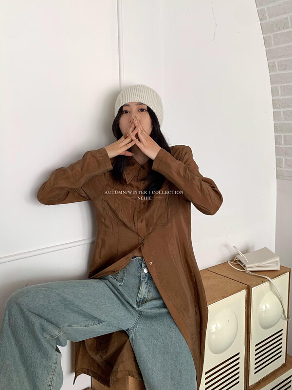 [NEIHE] Thin Tencel Mid-Length Shirt 88081