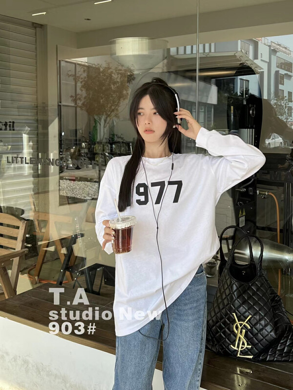 秋款上新!【TA+】舒適百搭寬鬆圖案印花長袖T恤  A903#  L