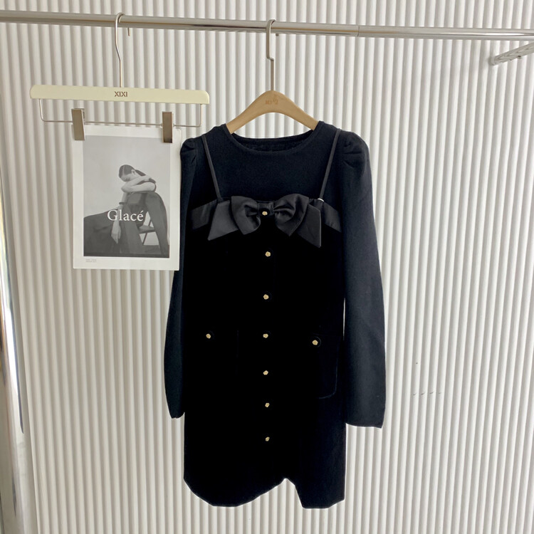 Autumn is new! [MI2 (N: AA)] Simple and versatile knitted sweater + slimming and age-reducing strap skirt suit A3506# JJ