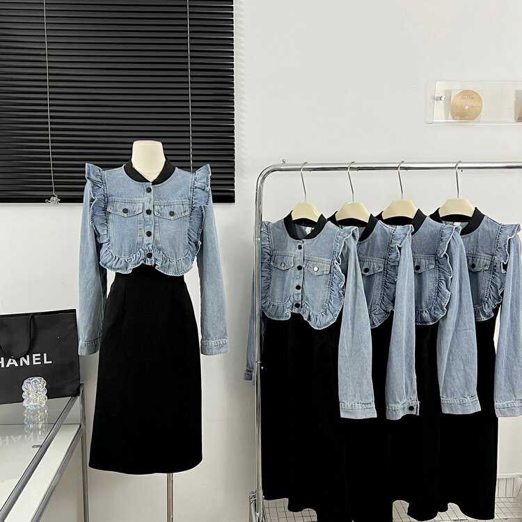 【Yi Kaoru】Fake denim two-piece dress 0415# HYY