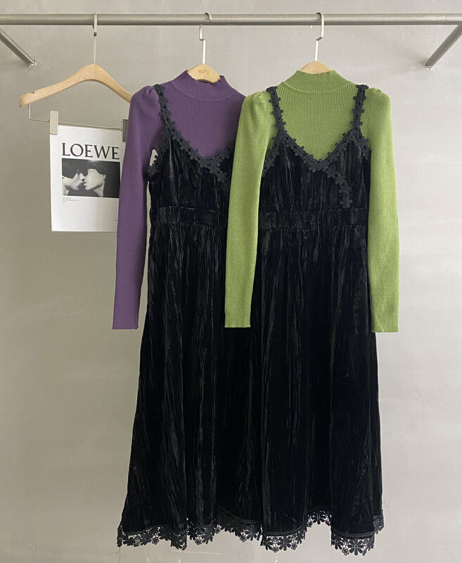 New for winter!  【MI2(N:AA)】Korean version of simple knitted sweater + slimming and age-reducing suspender skirt suit B6522# JJ