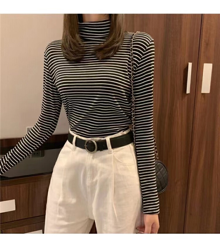 【TA+】Striped all-match Korean style long-sleeved T-shirt A889# L