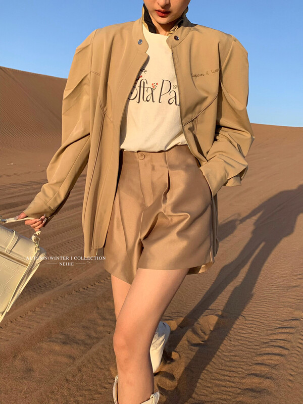 【NEIHE】Korean High Waist Casual Straight Pants Casual Shorts 6113