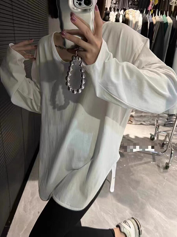 New in autumn! [TA+] U-neck loose long-sleeved T-shirt A626# L
