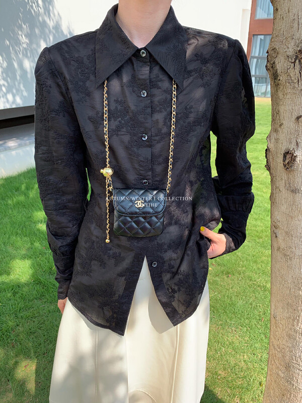 【NEIHE】Early Autumn Jacquard Embroidered Retro Hong Kong Style Shirt 6125# JHY