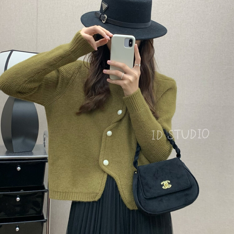 【I-D】Korean Style Irregular Placket Warm Sweater 3268# L