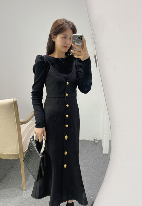 Autumn is new! [MI2 (N: AA)] slim and comfortable sweater + suspender little woman dress suit B6485# JJ