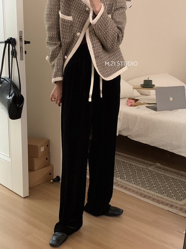 New in autumn!【M.ZI STUDIO】Korean loose retro lace-up casual pants 939# HBX