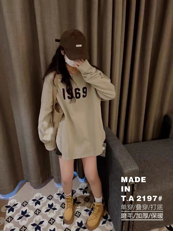 【TA+】Korean all-match digital thick brushed long-sleeved T-shirt 2197# L