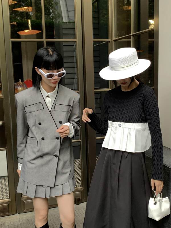 【NEIHE】壓褶百褶裙三分A字半身裙半身裙  88051#  JHY