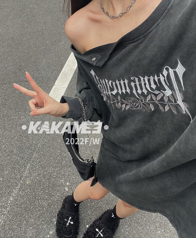 【KAKAMEE】American heavyweight long-sleeved t-shirt women's niche chic design ins street sweater (two wear) N53# CQW