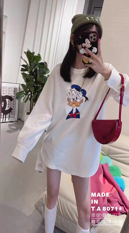 【TA+】Mickey Cartoon Print Versatile Long Sleeve T-Shirt 8071# L
