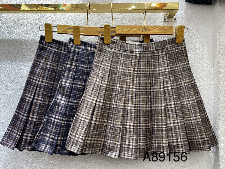 [Queen QUEEN] Korean retro college style all-match skirt A89156# CL