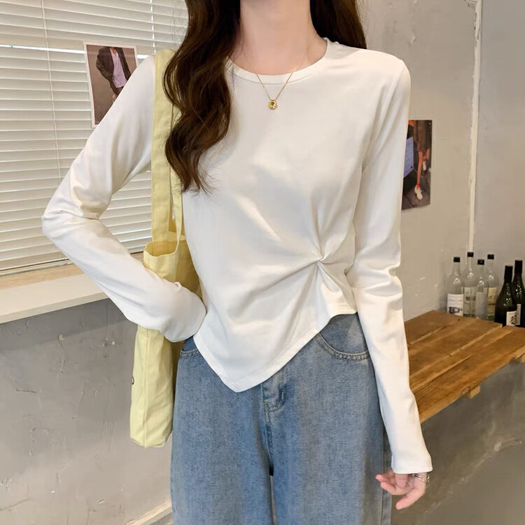 New in autumn! [Blue Show] Design kink all-match long-sleeved bottoming shirt 1103# LSW