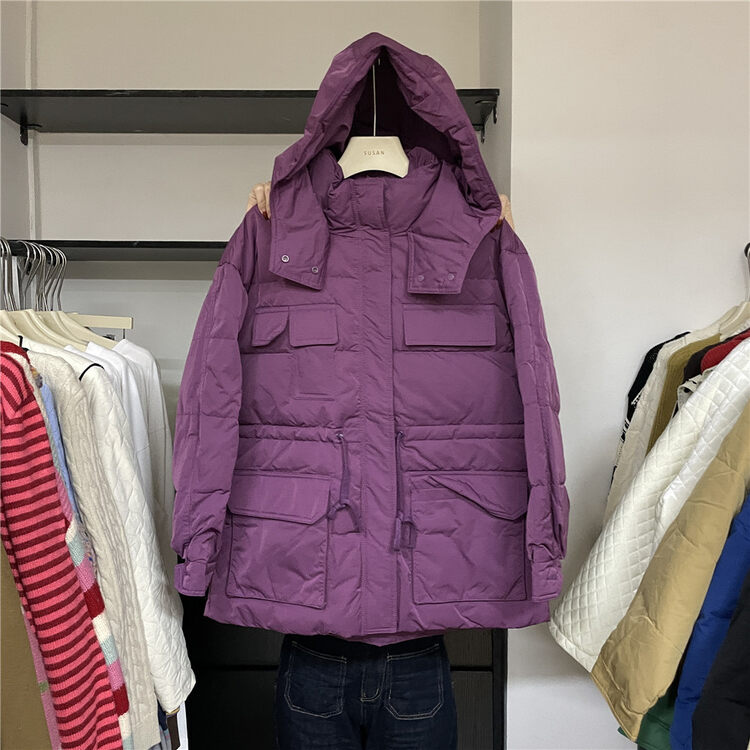 【SUSAN】Mid-length hooded and large-pocket thermal down jacket (including 90% white duck down) YS1-5730# LSW