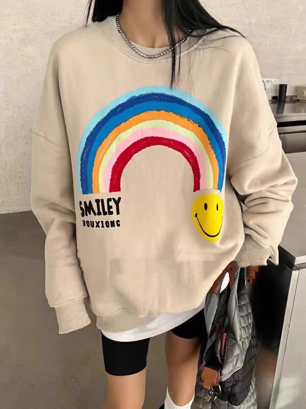 【Blue Show】 Rainbow Front and Back Printed Baby Velvet Thickened Sweater 6290# LSW